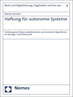 cover image of Haftung für autonome Systeme